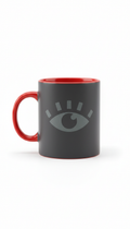 Side-Eye Red Accent Satire Mug
