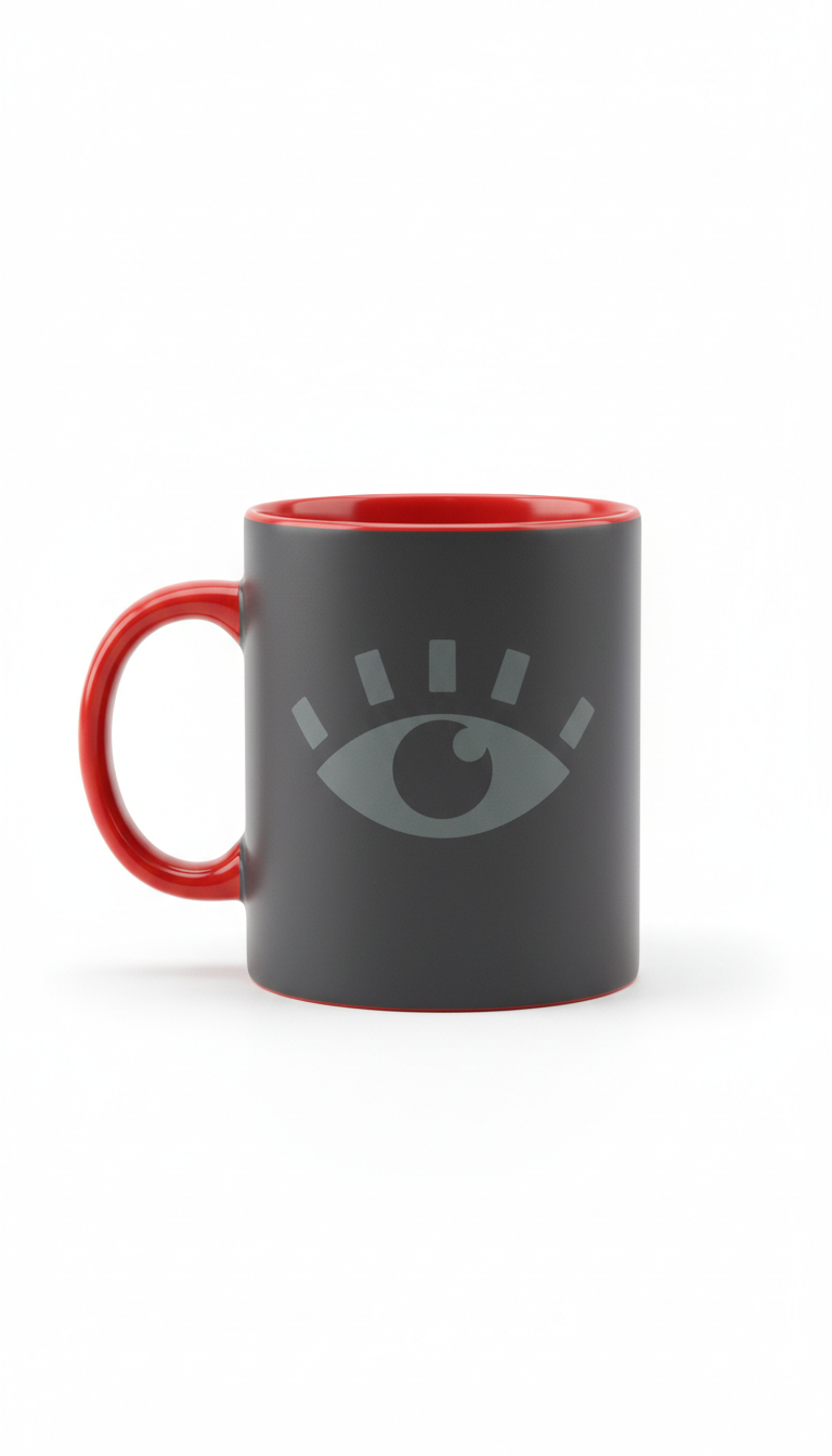 Side-Eye Red Accent Satire Mug